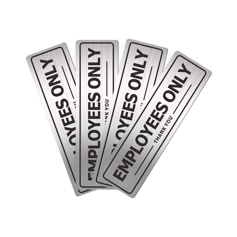MongFun Employees Only Sign, Metal Self-Adhesive Signs for Business Door Wall, Aluminum Durable Signboard for Office Store Restroom (4 Pack, 7Ã—2 inches) - Image 5